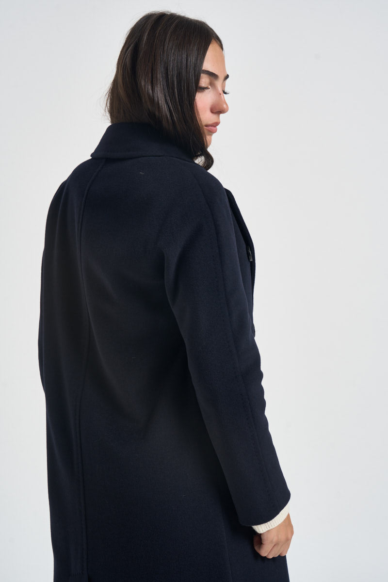 Cappotto donna lungo doppiopetto blu notte MYRNA DEBORA21BLU ACCADEMIE TESSILI 