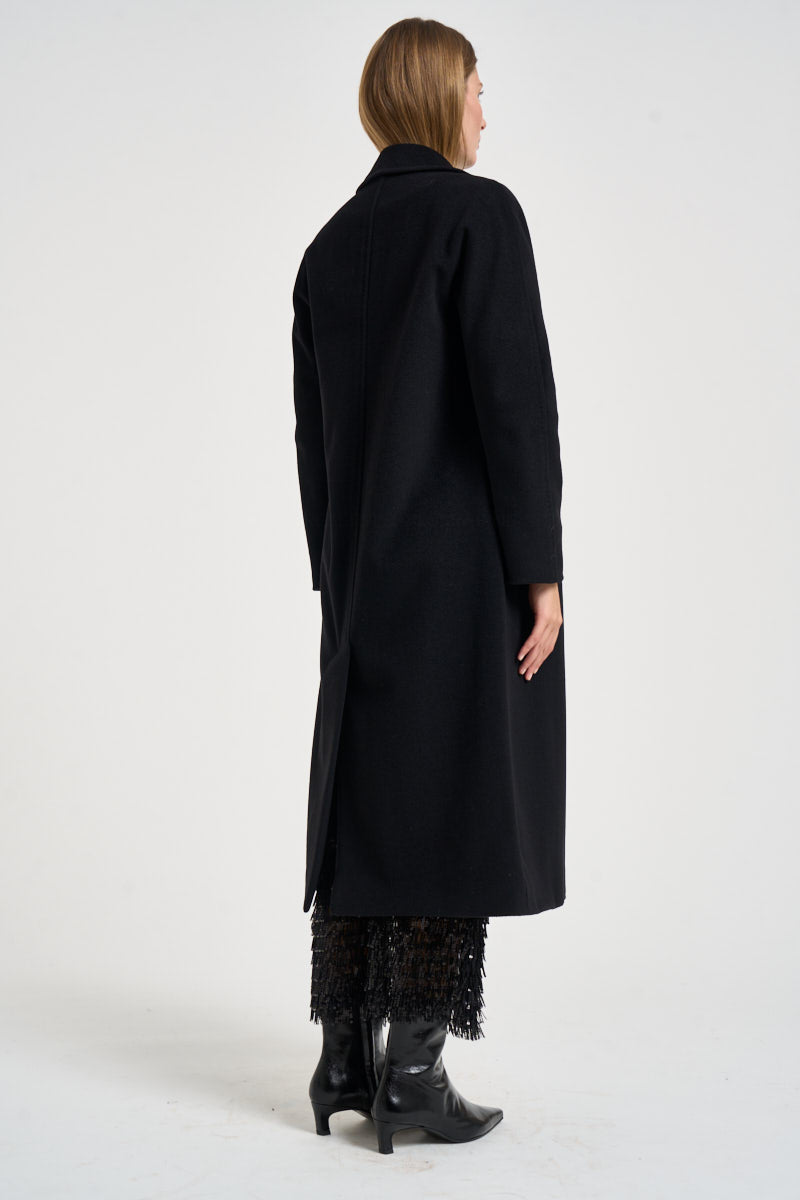 Cappotto donna lungo doppiopetto nero MYRNA DEBORA21NERO ACCADEMIE TESSILI 