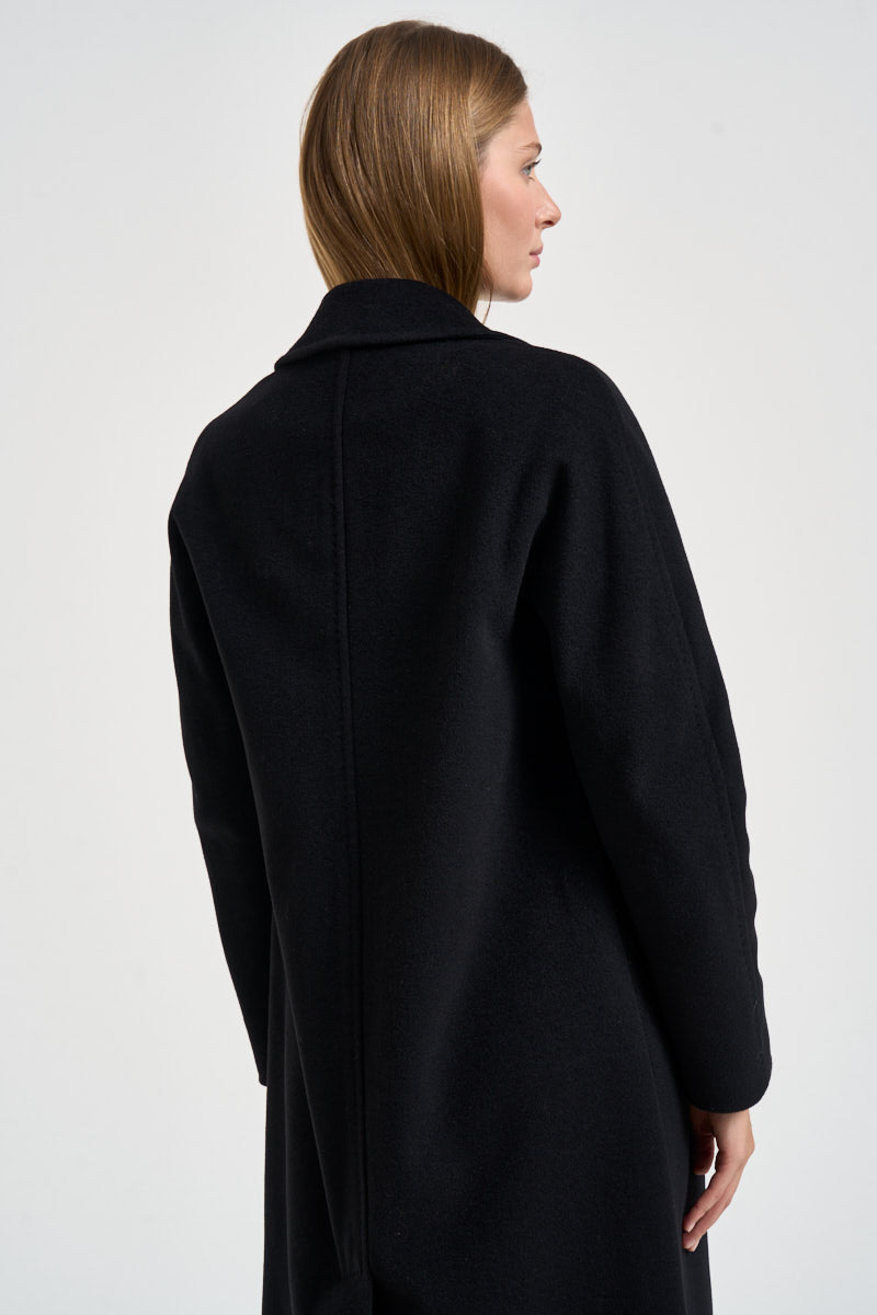Cappotto donna lungo doppiopetto nero MYRNA DEBORA21NERO ACCADEMIE TESSILI 