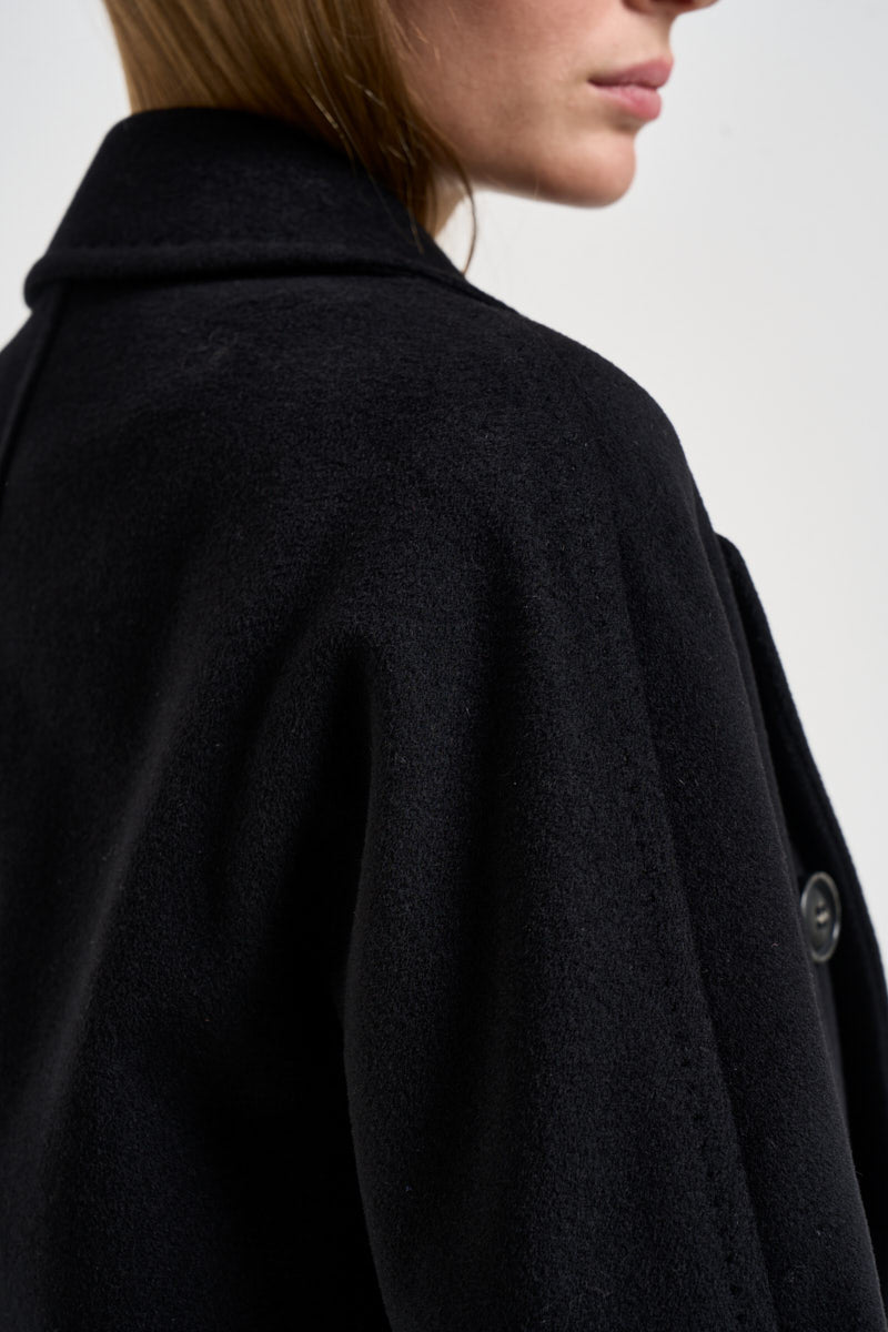 Cappotto donna lungo doppiopetto nero MYRNA DEBORA21NERO ACCADEMIE TESSILI 