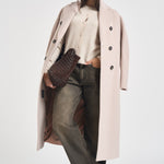 Cappotto donna lungo doppiopetto beige chiaro MYRNA DEBORA21PANNA ACCADEMIE TESSILI 