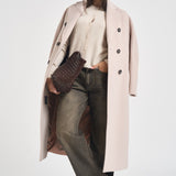 Cappotto donna lungo doppiopetto beige chiaro MYRNA DEBORA21PANNA ACCADEMIE TESSILI 