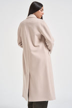 Cappotto donna lungo doppiopetto beige chiaro MYRNA DEBORA21PANNA ACCADEMIE TESSILI 
