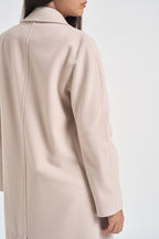 Cappotto donna lungo doppiopetto beige chiaro MYRNA DEBORA21PANNA ACCADEMIE TESSILI 