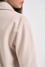 Cappotto donna lungo doppiopetto beige chiaro MYRNA DEBORA21PANNA ACCADEMIE TESSILI 