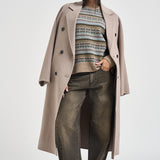 Cappotto donna lungo doppiopetto con cinta beige PENELOPE ATHOSVISONE 104 ACCADEMIE TESSILI 