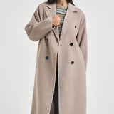 Cappotto donna lungo doppiopetto con cinta beige PENELOPE ATHOSVISONE 104 ACCADEMIE TESSILI 