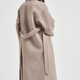 Cappotto donna lungo doppiopetto con cinta beige PENELOPE ATHOSVISONE 104 ACCADEMIE TESSILI 