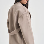 Cappotto donna lungo doppiopetto con cinta beige PENELOPE ATHOSVISONE 104 ACCADEMIE TESSILI 