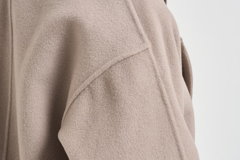 Cappotto donna lungo doppiopetto con cinta beige PENELOPE ATHOSVISONE 104 ACCADEMIE TESSILI 