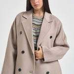 Cappotto donna lungo doppiopetto con cinta beige PENELOPE ATHOSVISONE 104 ACCADEMIE TESSILI 