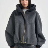 Cappotto donna cropped con cappuccio grigio WINONA DARKGREYANTRACITE ACCADEMIE TESSILI 
