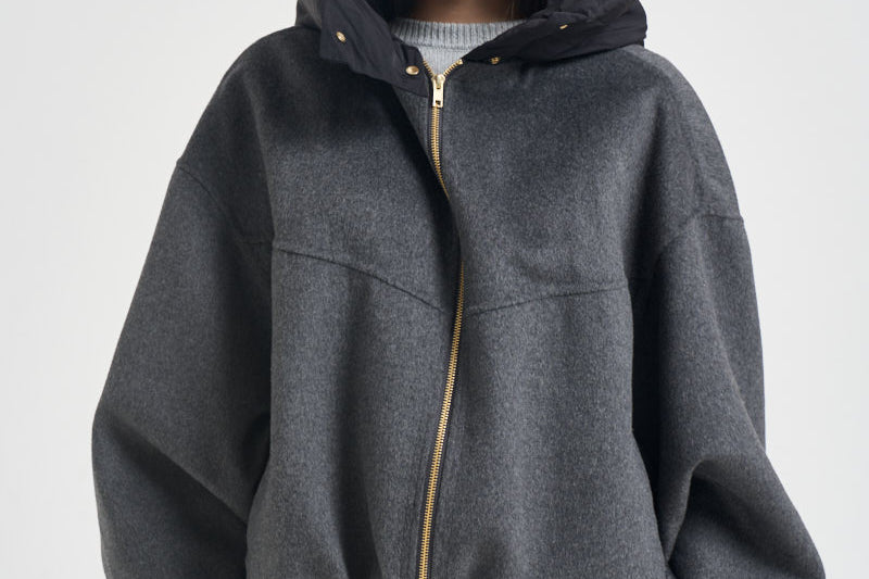 Cappotto donna cropped con cappuccio grigio WINONA DARKGREYANTRACITE ACCADEMIE TESSILI 