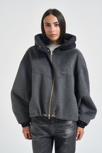 Cappotto donna cropped con cappuccio grigio WINONA DARKGREYANTRACITE ACCADEMIE TESSILI 