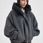 Cappotto donna cropped con cappuccio grigio WINONA DARKGREYANTRACITE ACCADEMIE TESSILI 