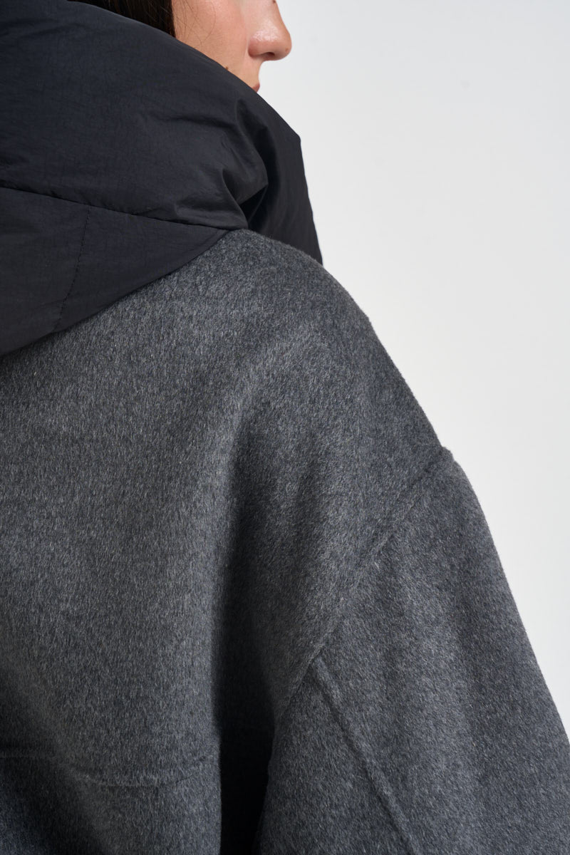 Cappotto donna cropped con cappuccio grigio WINONA DARKGREYANTRACITE ACCADEMIE TESSILI 