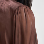 Camicia donna in raso con fiocco ruggine 17135 BROWN ACTUALEE 