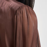 Camicia donna in raso con fiocco ruggine 17135 BROWN ACTUALEE 