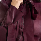 Camicia donna in raso con fiocco bordeaux 17135 BURGUNDY ACTUALEE 