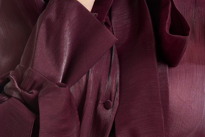 Camicia donna in raso con fiocco bordeaux 17135 BURGUNDY ACTUALEE 