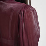 Camicia donna in raso con fiocco bordeaux 17135 BURGUNDY ACTUALEE 