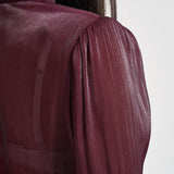 Camicia donna in raso con fiocco bordeaux 17135 BURGUNDY ACTUALEE 