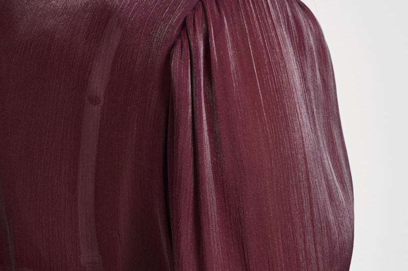 Camicia donna in raso con fiocco bordeaux 17135 BURGUNDY ACTUALEE 