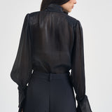 Camicia donna in raso con fiocco nera 17135 NERO ACTUALEE 