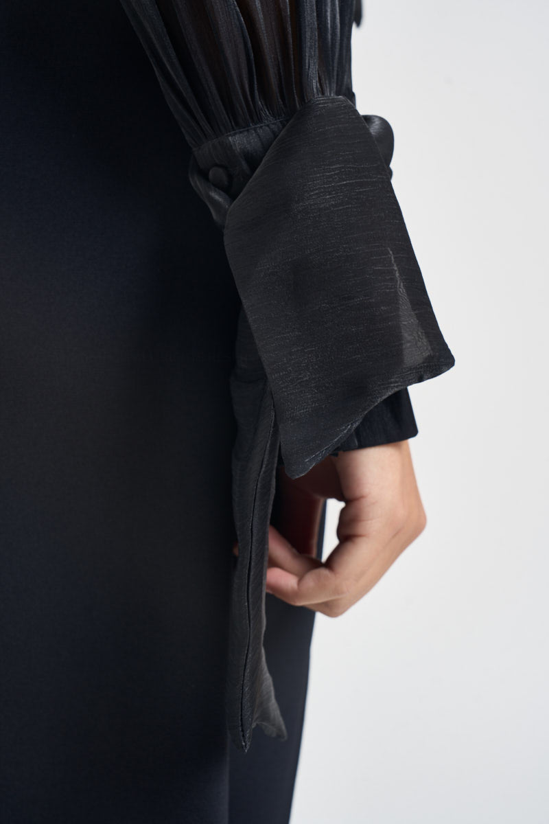 Camicia donna in raso con fiocco nera 17135 NERO ACTUALEE 