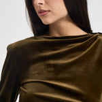 Abito donna lungo in velluto verde oliva 17177 OLIVE ACTUALEE 