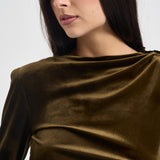 Abito donna lungo in velluto verde oliva 17177 OLIVE ACTUALEE 
