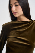Abito donna lungo in velluto verde oliva 17177 OLIVE ACTUALEE 