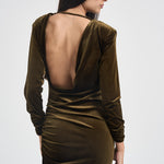 Abito donna lungo in velluto verde oliva 17177 OLIVE ACTUALEE 