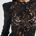 Abito donna lungo in pizzo con paillettes nero 2611AB NERO ACTUALEE 