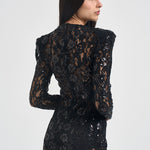 Abito donna lungo in pizzo con paillettes nero 2611AB NERO ACTUALEE 