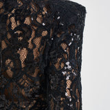 Abito donna lungo in pizzo con paillettes nero 2611AB NERO ACTUALEE 