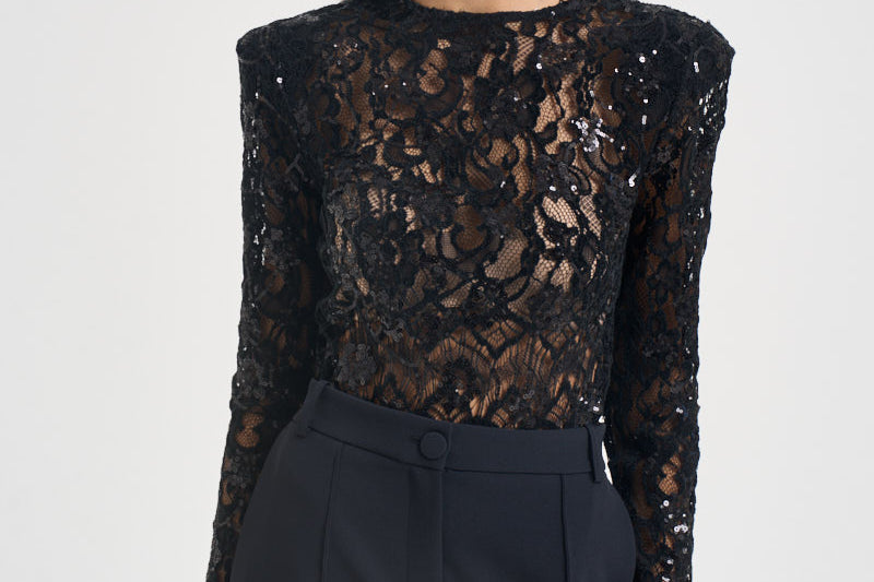 Body donna con paillettes nero 2613AB NERO ACTUALEE 