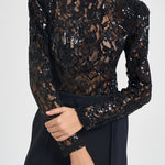 Body donna con paillettes nero 2613AB NERO ACTUALEE 