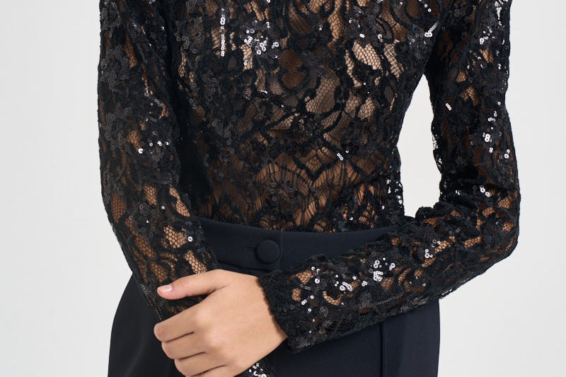 Body donna con paillettes nero 2613AB NERO ACTUALEE 