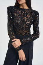 Body donna con paillettes nero 2613AB NERO ACTUALEE 