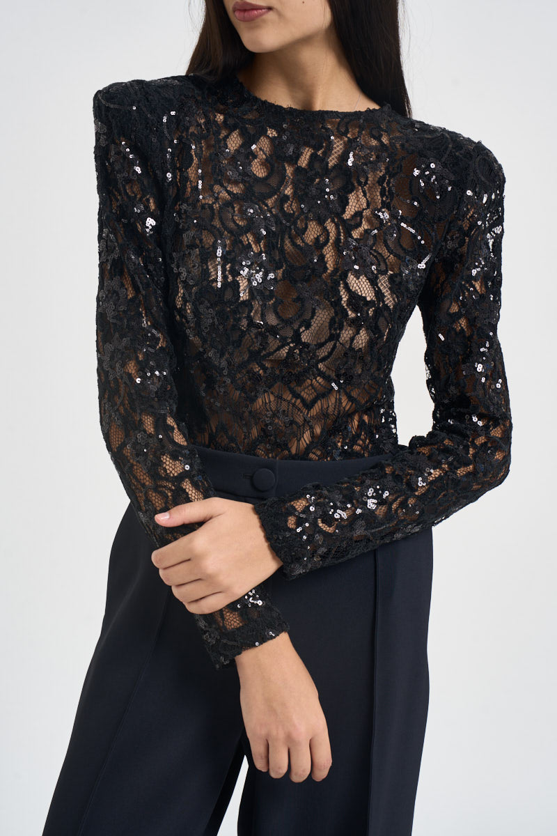 Body donna con paillettes nero 2613AB NERO ACTUALEE 