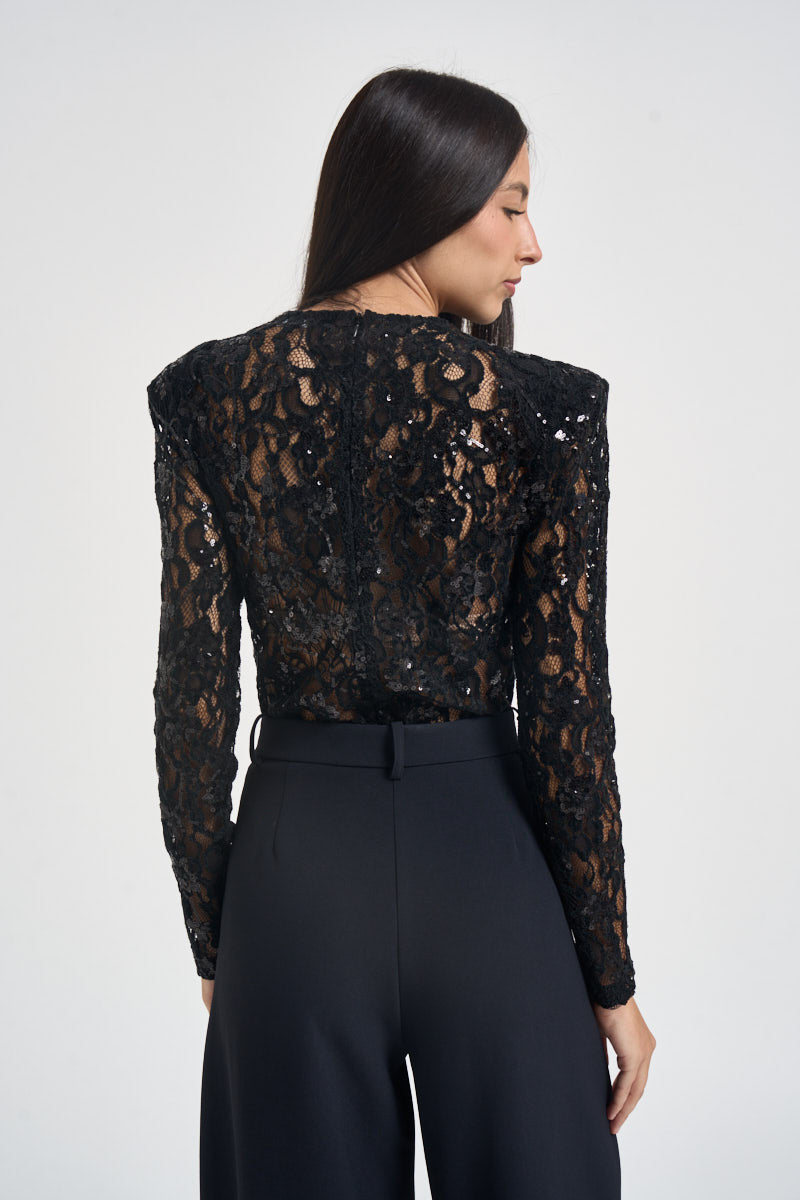 Body donna con paillettes nero 2613AB NERO ACTUALEE 