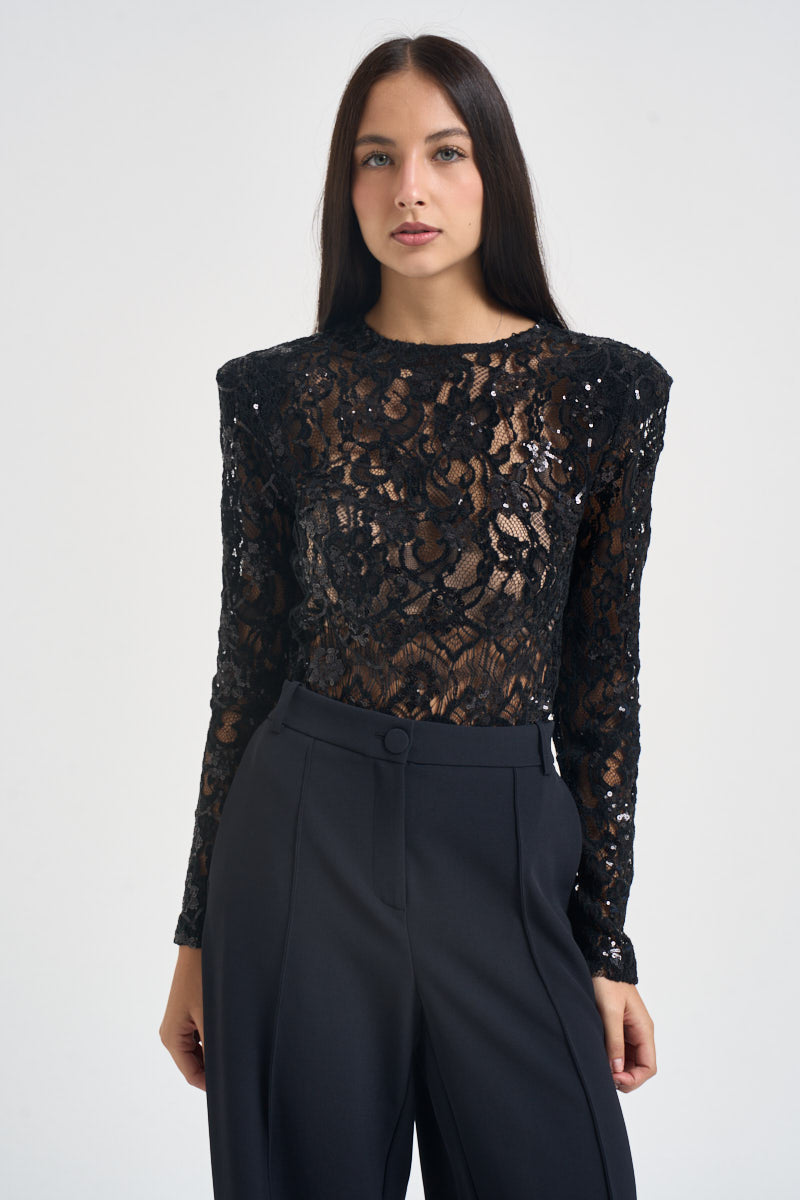 Body donna con paillettes nero 2613AB NERO ACTUALEE 