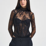 Body donna con corsetto in pizzo nero 2613BU NERO ACTUALEE 
