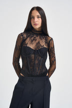 Body donna con corsetto in pizzo nero 2613BU NERO ACTUALEE 