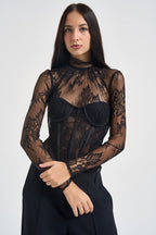 Body donna con corsetto in pizzo nero 2613BU NERO ACTUALEE 