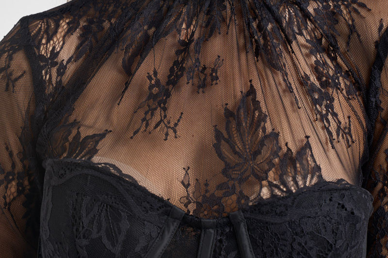 Body donna con corsetto in pizzo nero 2613BU NERO ACTUALEE 