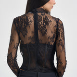 Body donna con corsetto in pizzo nero 2613BU NERO ACTUALEE 