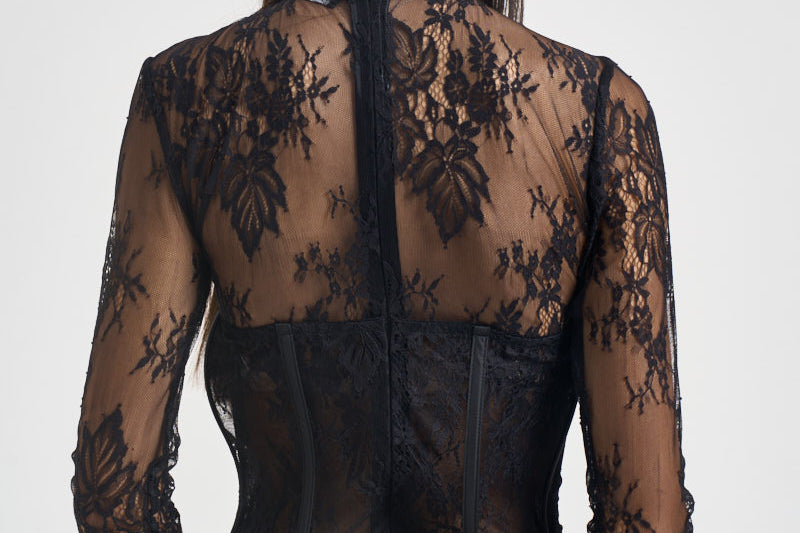 Body donna con corsetto in pizzo nero 2613BU NERO ACTUALEE 