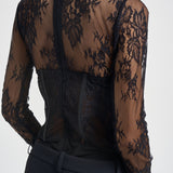 Body donna con corsetto in pizzo nero 2613BU NERO ACTUALEE 